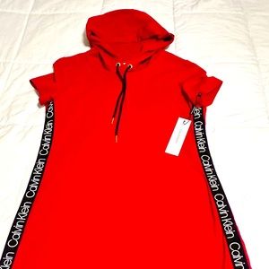 New Red/Black Calvin Klein Dress with Hoodie Size L